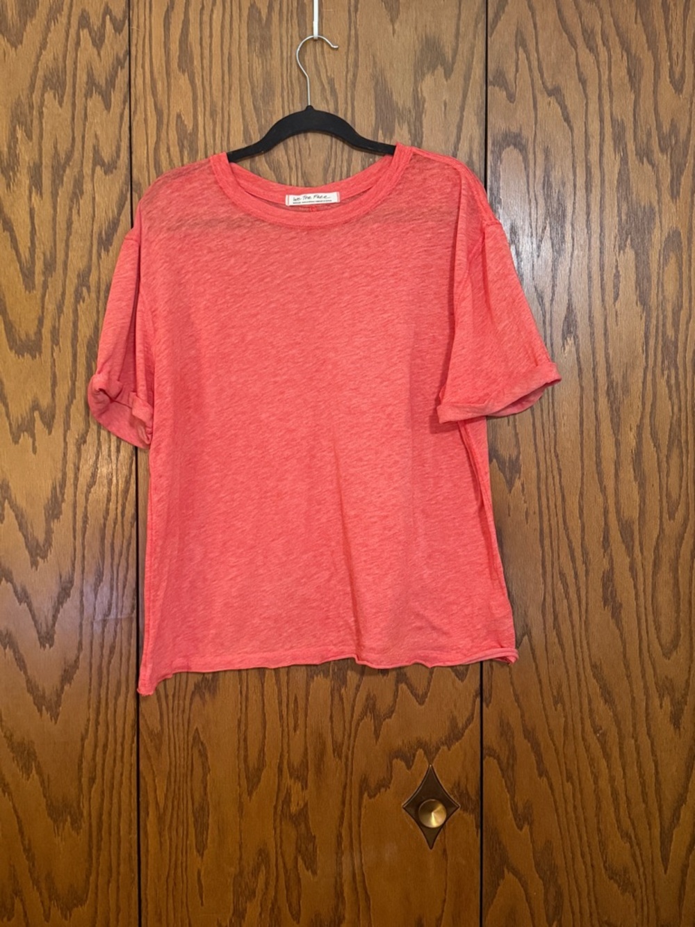 Free People We The Free Tee Medium Coral Boxy Oversized Casual Boho